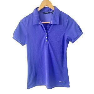 abacus Deep Purple Pearl Buttons Short Sleeve Athletic Polo Shirt